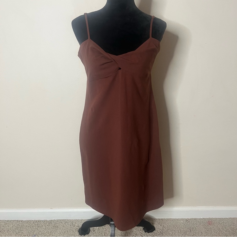 Ralph Lauren‎ Women’s Brown Spaghetti Strap Scoop Neck Jersey Knit Mini Dress L